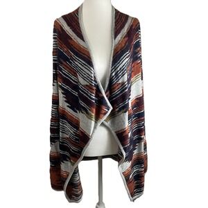 Lucky Brand Cardigan‎ S Open Front Duster Sweater Knit Aztec Southwestern Tribal